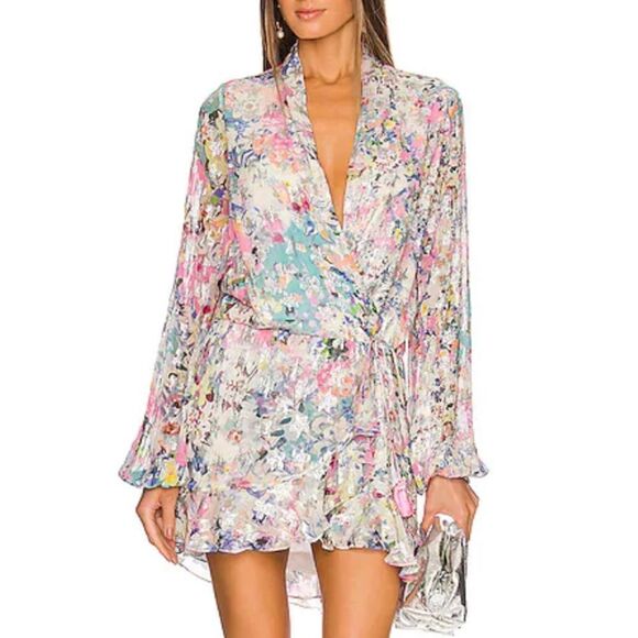 NWT Rococo Sand Floral Leila Metallic Stars Mini Dress XS - Picture 1 of 16